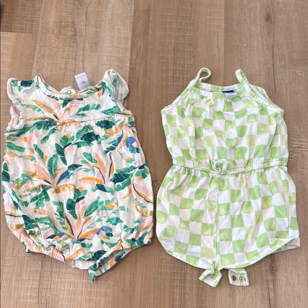 Old Navy Floral and Checkered Baby Rompers